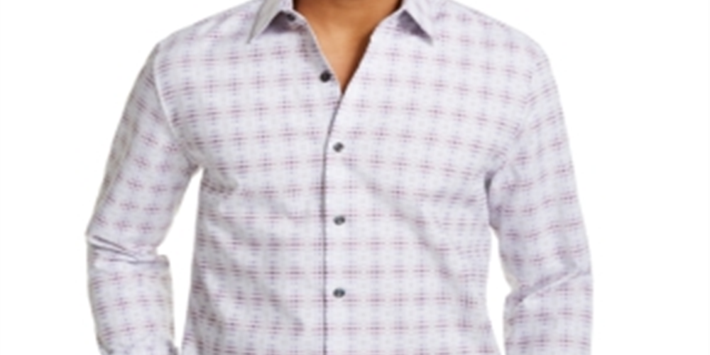 Tasso Elba Men's Stretch Plaid Shirt Gray Size X-Large