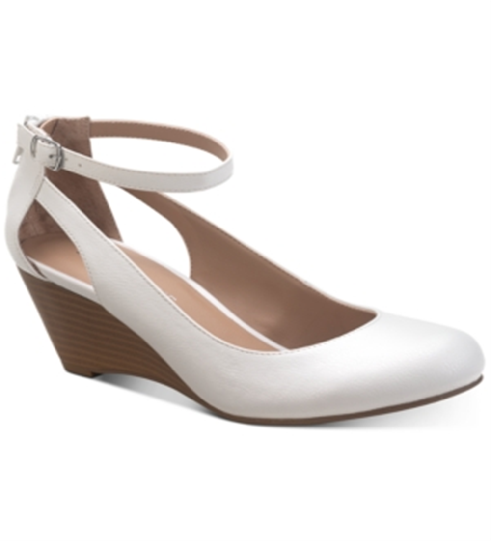 Sun + Stone Women's Miley Faux Leather Dressy Wedge Heels White Size 10 M