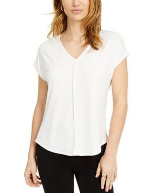 Bar III Women's V Neck SeaT-Shirt White Size XX-Small