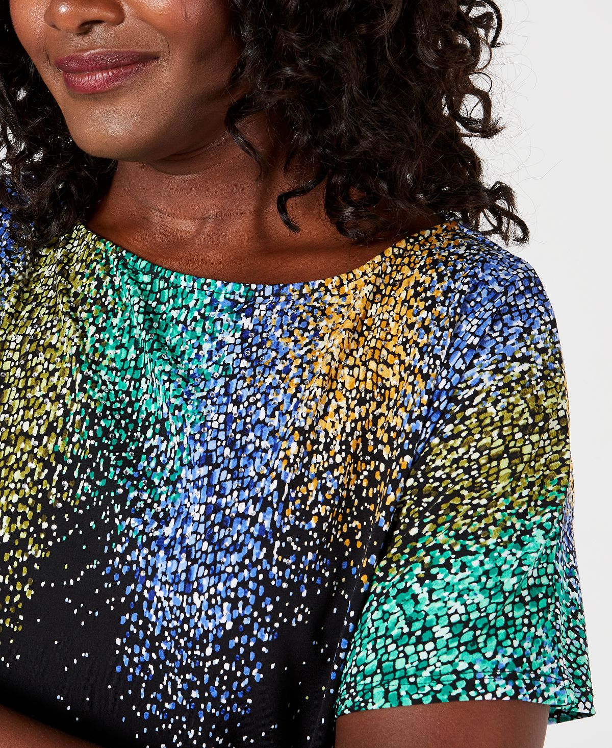 JM Collection Women's Embellished Dolman Sleeve Top Black Size Petite Small