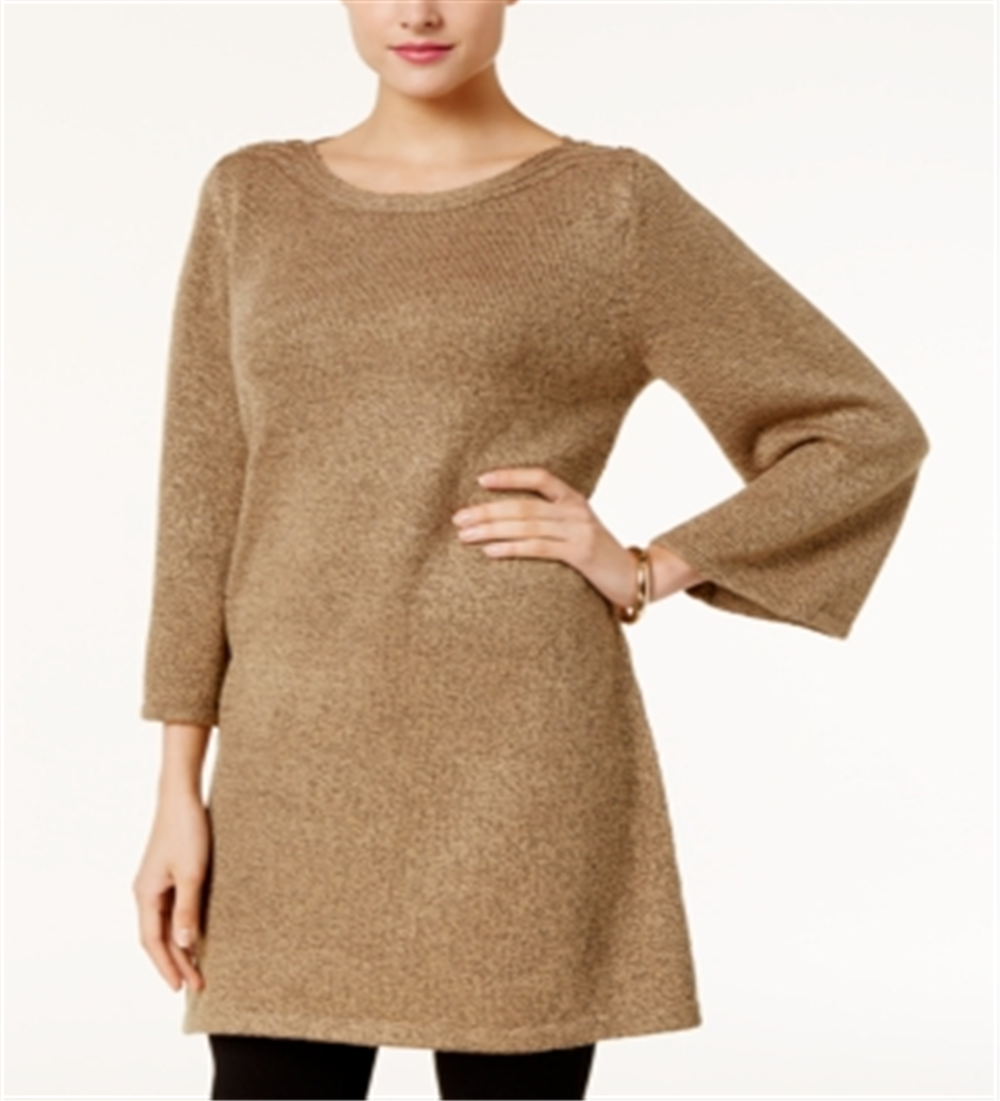 Karen Scott Women's Marled Boat Neck Sweater Brown Size Large