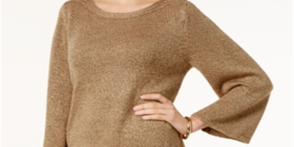 Karen Scott Women's Marled Boat Neck Sweater Brown Size Large