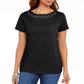 Karen Scott Women's Cotton Scalloped Neck T-Shirt Black Size X-Large