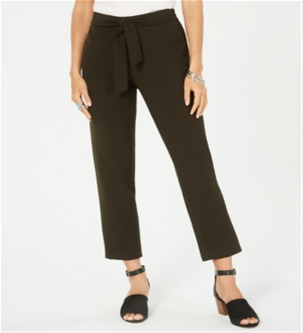 Style & Co Women's s Tie Front Crop Ankle Pants Green Size 10 Petite