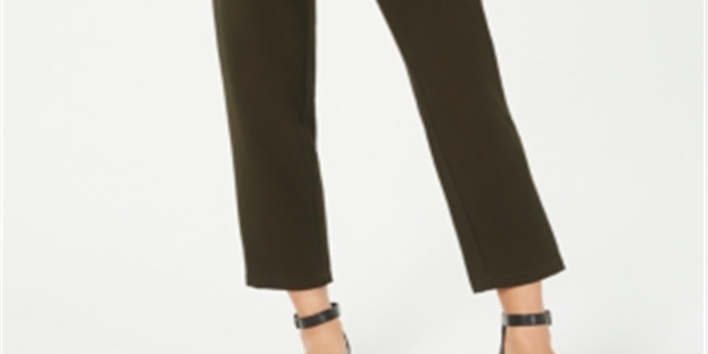 Style & Co Women's s Tie Front Crop Ankle Pants Green Size 10 Petite