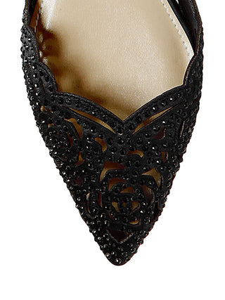 Betsey Johnson Women's Lucy Leather Pointed Toe Bridal Sandel Black Size 9.5M