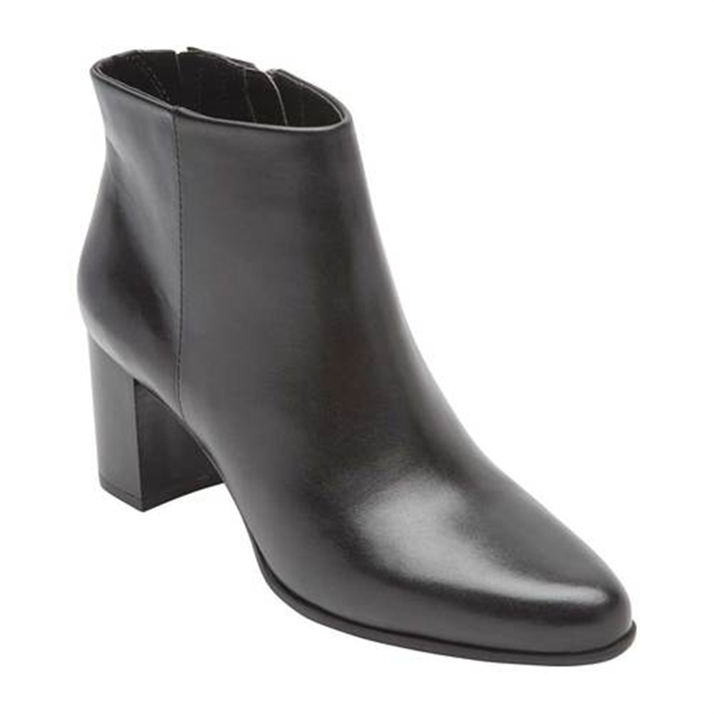 Rockport Women's Flex Gore Accent Camdyn Block Heel Zip up Leather Boots Black Size 8 M