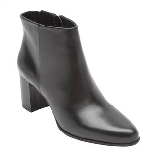 Rockport Women's Flex Gore Accent Camdyn Block Heel Zip up Leather Boots Black Size 8 M