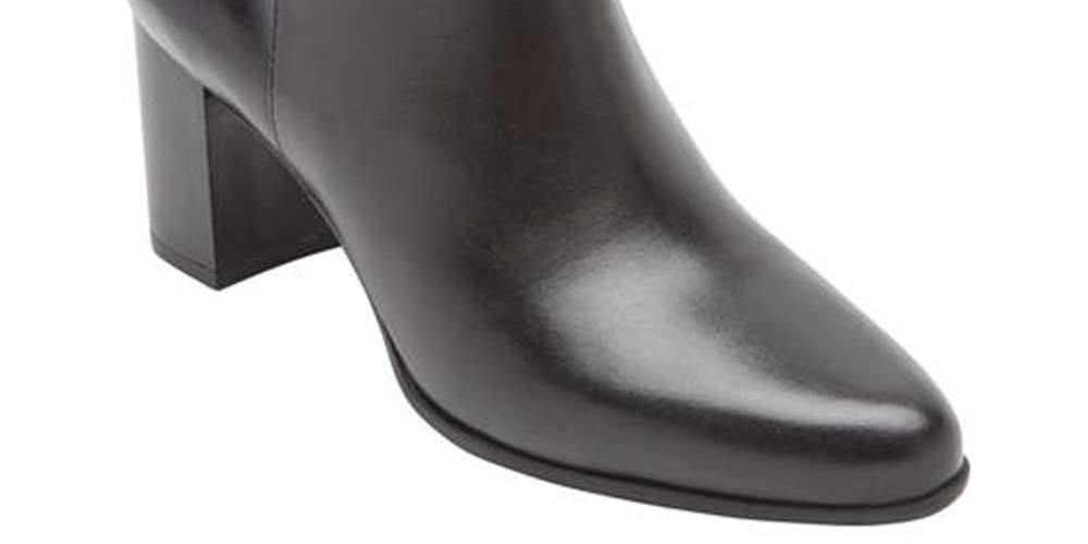 Rockport Women's Flex Gore Accent Camdyn Block Heel Zip up Leather Boots Black Size 8 M