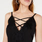 Bar III Women's Lace Trim Crisscross Camisole Black Size XX-Large