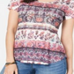 Style & Co Women's Printed Short Sleeve T-Shirt Top Pink Size Small