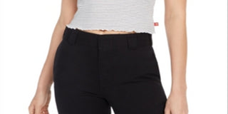 Dickies Women's Striped Baby T-Shirt White Size Small