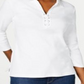 Karen Scott Women's Cotton Lace up Shirt White Size X-Small