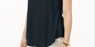 JM Collection Women's Scoop Neck T-Shirt Navy  Size X-Large