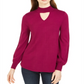 Style & Co Women's Mock Neck Keyhole Sweater Purple Size Small