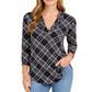 Charter Club Women's Printed V Neck Top Blue Size Small