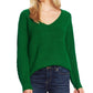 Vince Camuto Women's Ribbed V Neck Sweater Green Size Medium