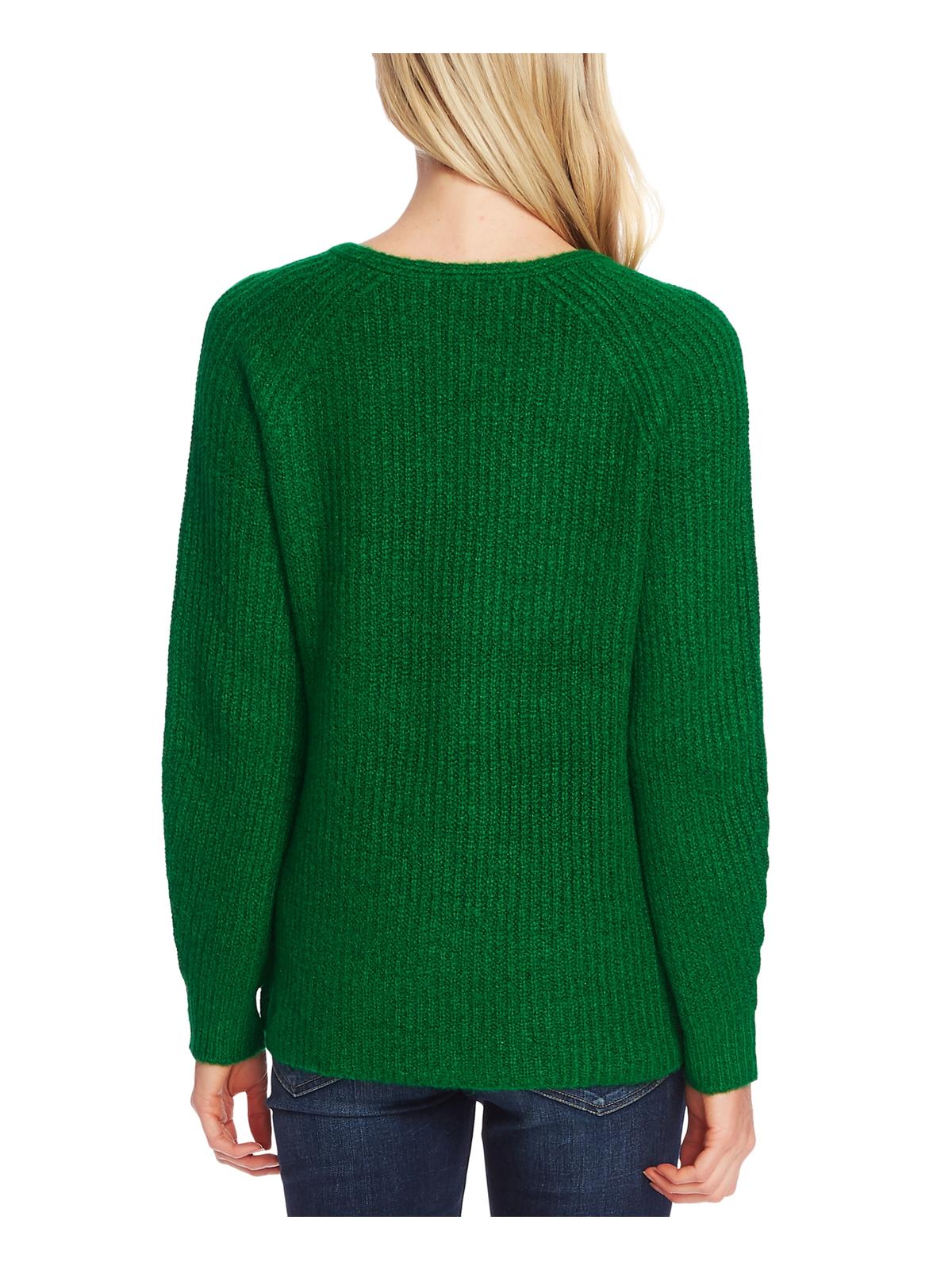 Vince Camuto Women's Ribbed V Neck Sweater Green Size Medium