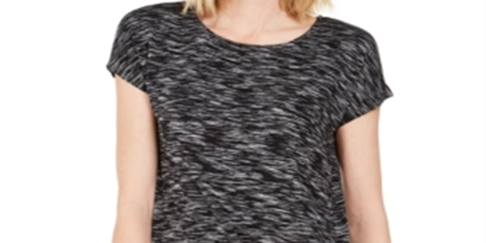 JM Collection Women's Tie Hem T-Shirt Black Size XX-Large