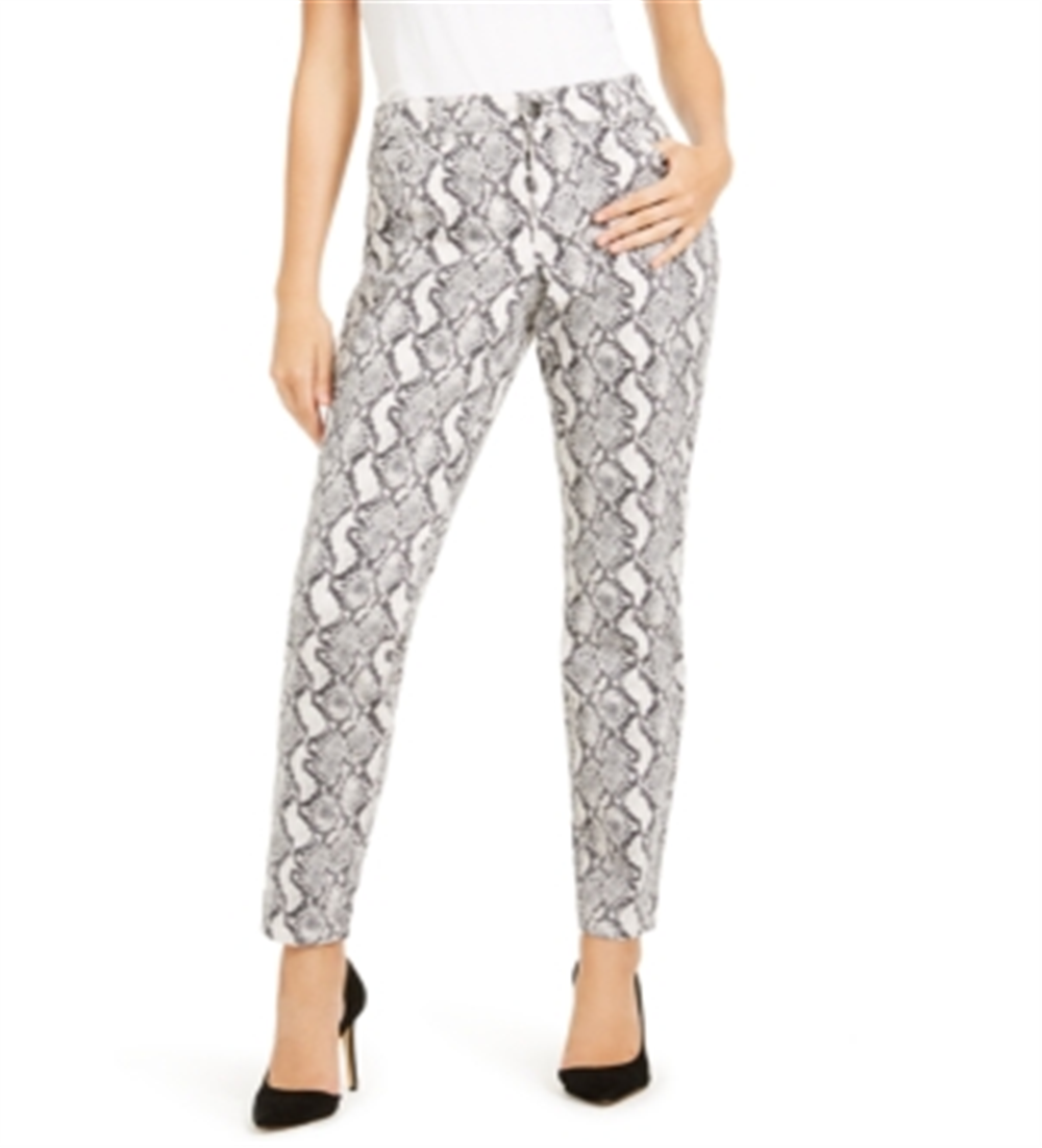 INC International Concepts Women's Snake Print Curvy Skinny Jeans Gray Size 4