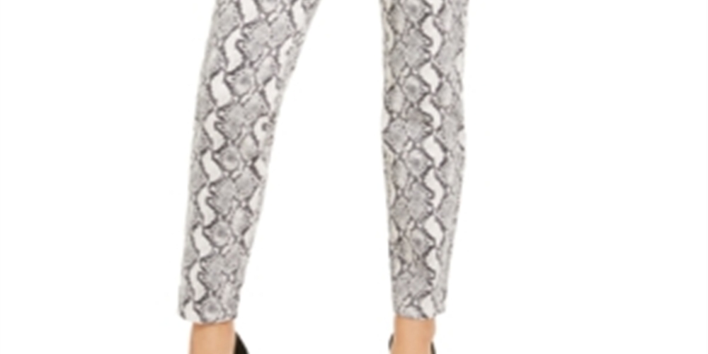 INC International Concepts Women's Snake Print Curvy Skinny Jeans Gray Size 4