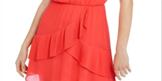 BCX Juniors' Ruffled Chiffon Blouson Dress Orange Size Small