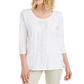 JM Collection Women's Latte Plus Sequined Scoop Neck Top Brown Size XX-Large