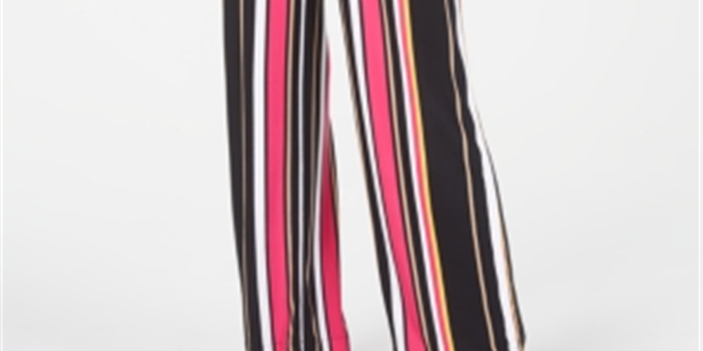 INC International Concepts Women's Striped Wide Leg Pants Black Size Petite