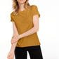 Maison Jules Women's Tie Back Solid T-Shirt Yellow Size Small