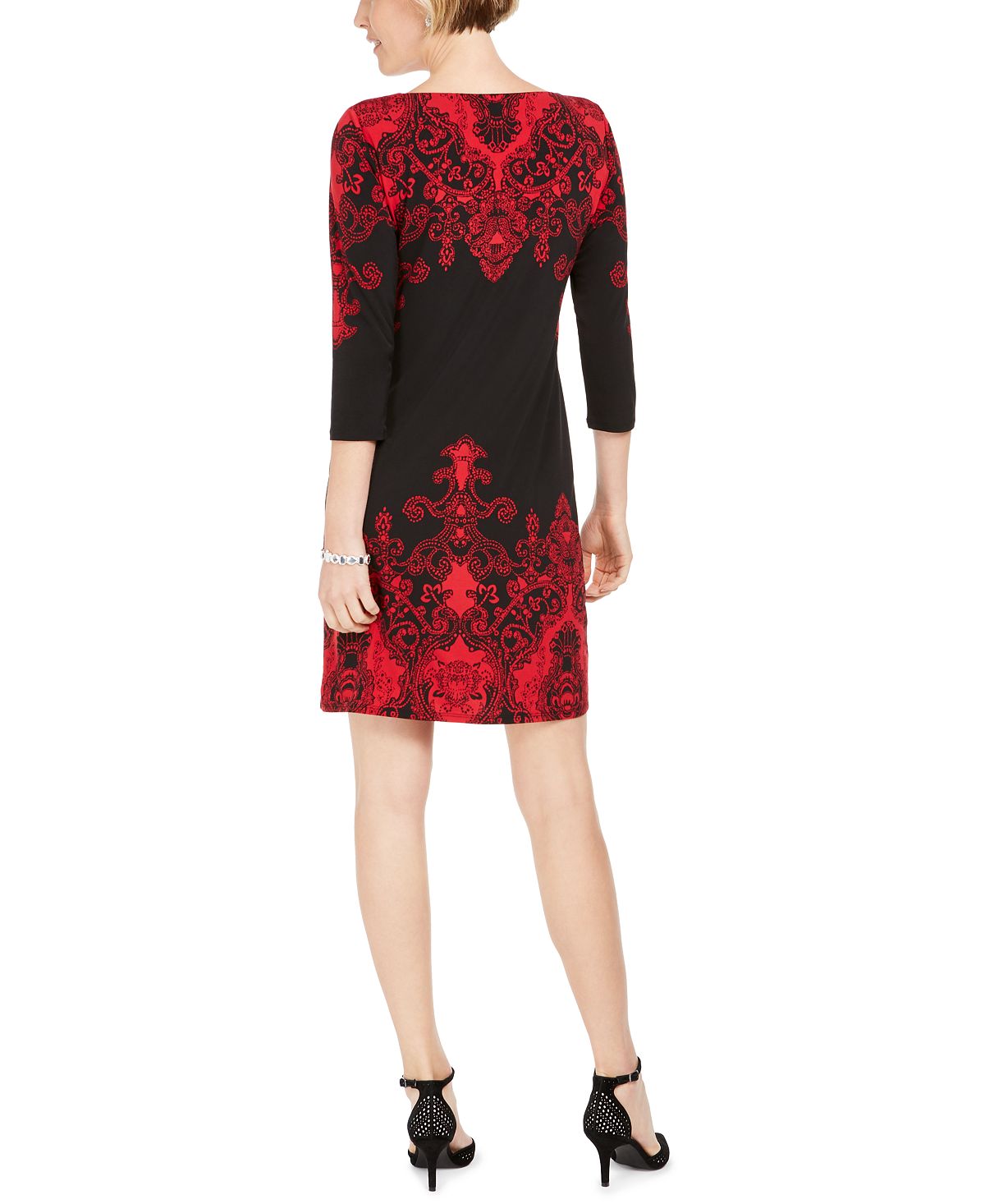 JM Collection Women's Printed Dress Black Size Petite