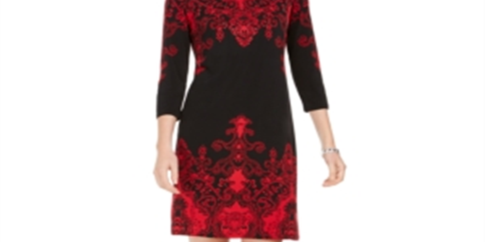 JM Collection Women's Printed Dress Black Size Petite