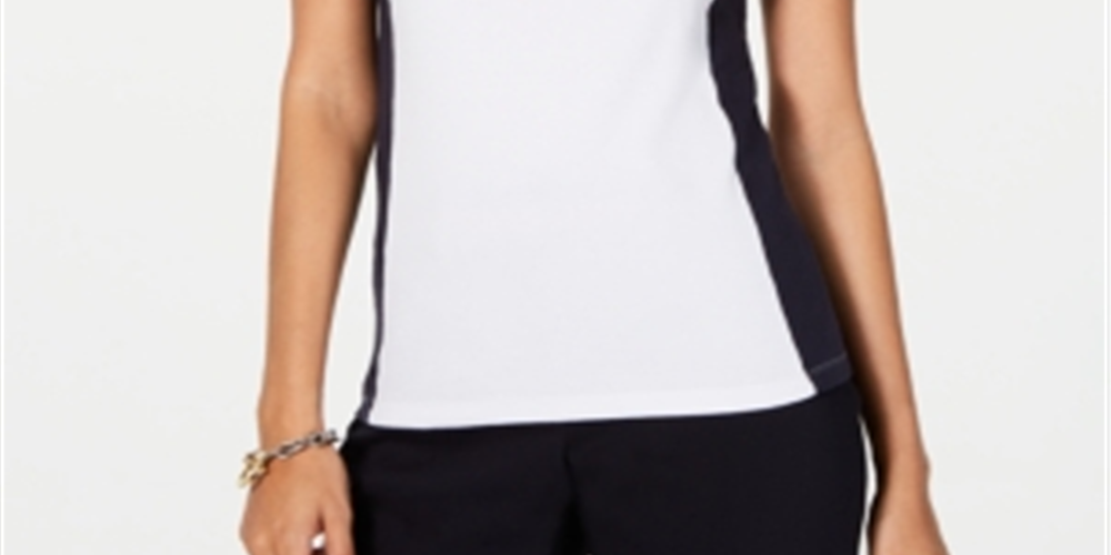 Tommy Hilfiger Women's Colorblocked Cotton T-Shirt White Size Medium