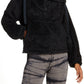 Free People Women's Faux Fur High Neck 1/4 Zip Pullover Black Size Large