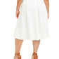 Calvin Klein Women's Plus Pleated Below Knee MIDI Skirt White Size 22W
