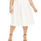 Calvin Klein Women's Plus Pleated Below Knee MIDI Skirt White Size 22W