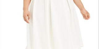 Calvin Klein Women's Plus Pleated Below Knee MIDI Skirt White Size 22W