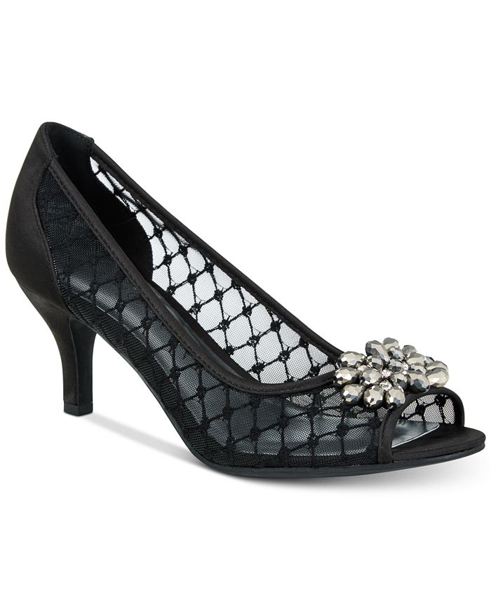 Karen Scott Women's Maralyn Peep Toe Evening Pumps Black Size -9.5 W