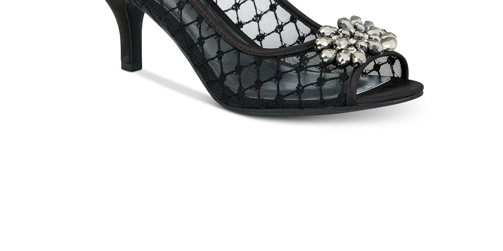 Karen Scott Women's Maralyn Peep Toe Evening Pumps Black Size -9.5 W