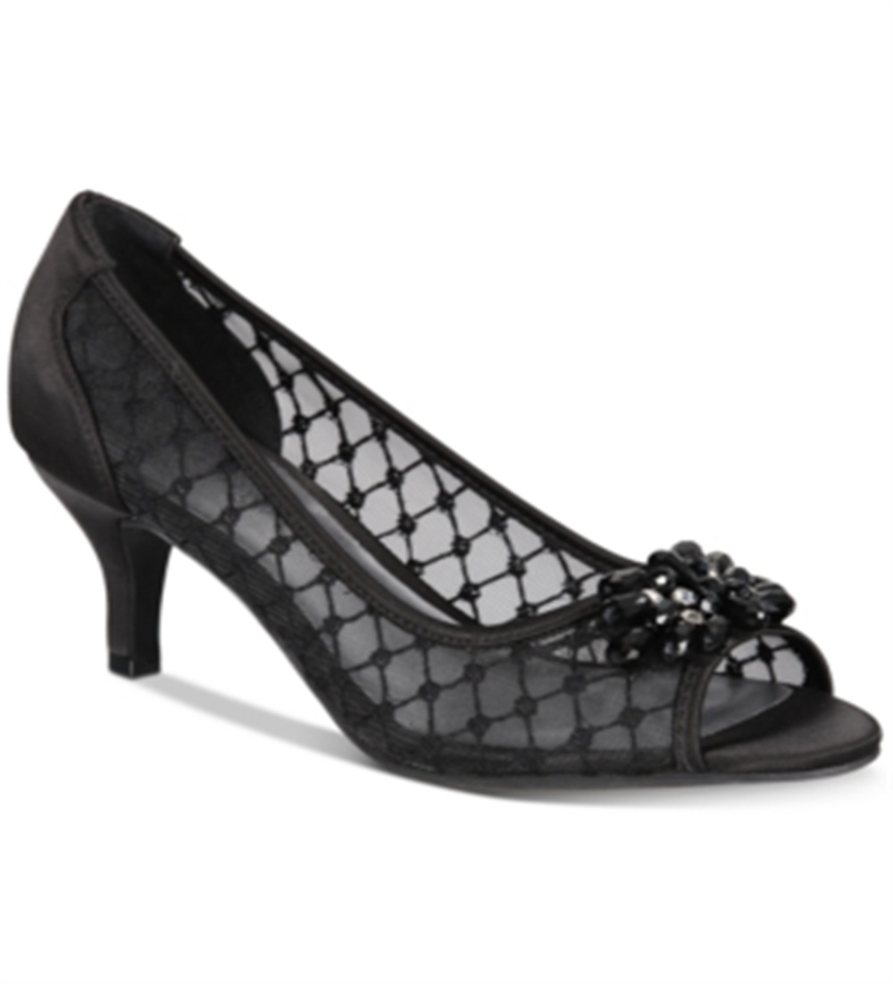 Karen Scott Women's Maralyn Peep Toe Evening Pumps Black Size -9.5 W