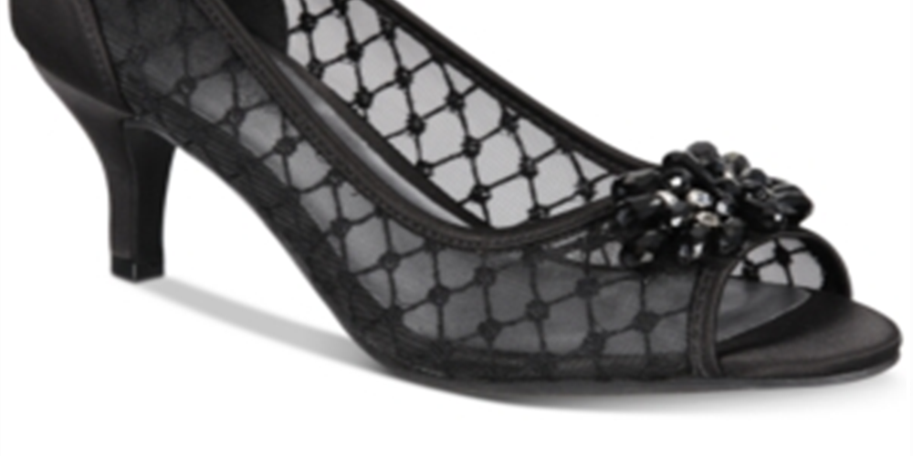 Karen Scott Women's Maralyn Peep Toe Evening Pumps Black Size -9.5 W