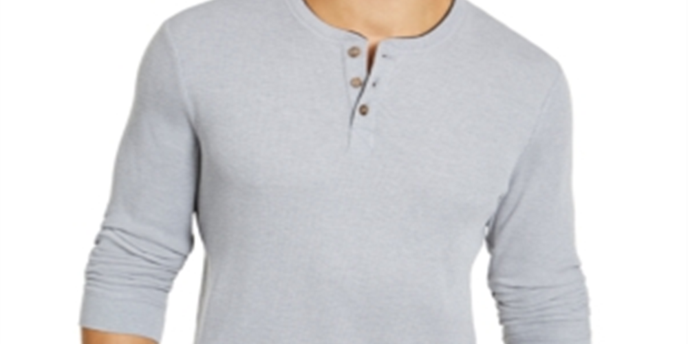 Club Room Men's Henley Shirt Gray Size XX-Large