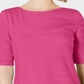 Charter Club Women's Cotton Texture-Striped Elbow Sleeve Top Pink Size Large