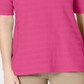 Charter Club Women's Cotton Texture-Striped Elbow Sleeve Top Pink Size Large