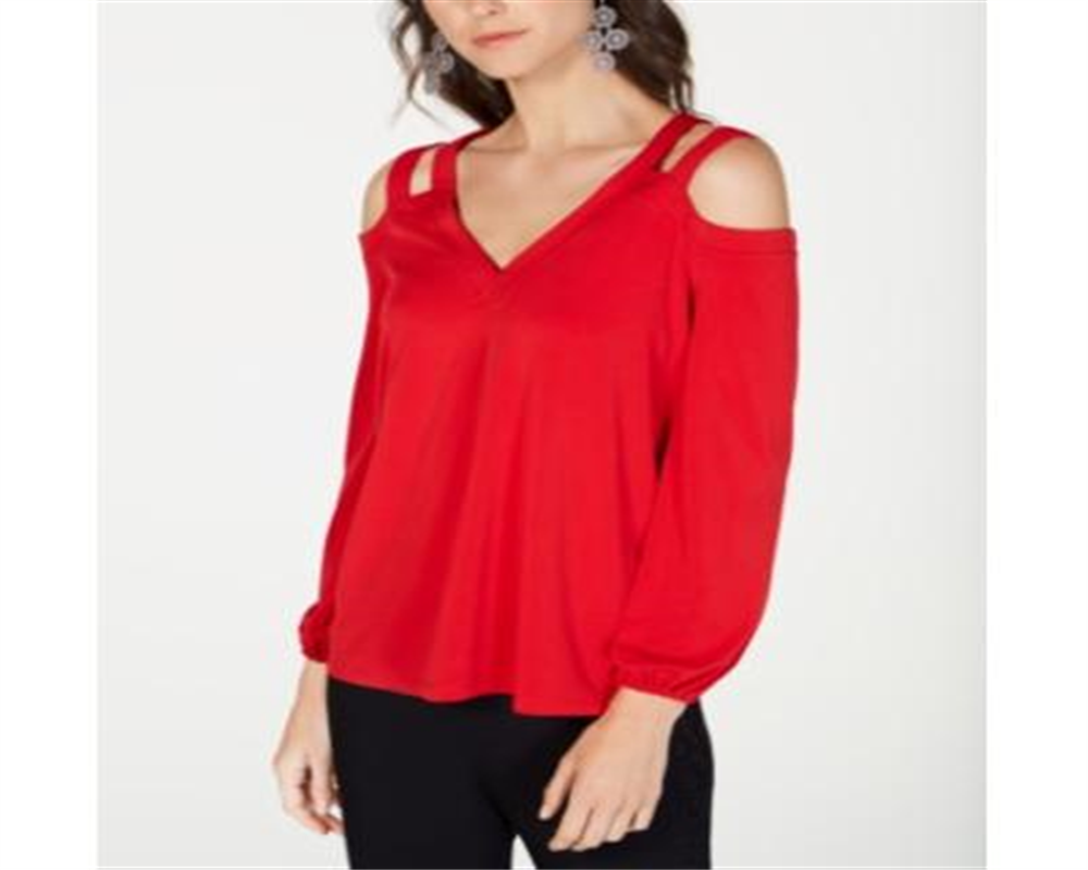 INC International Concepts Women's Long Sleeve Top Red Size Large