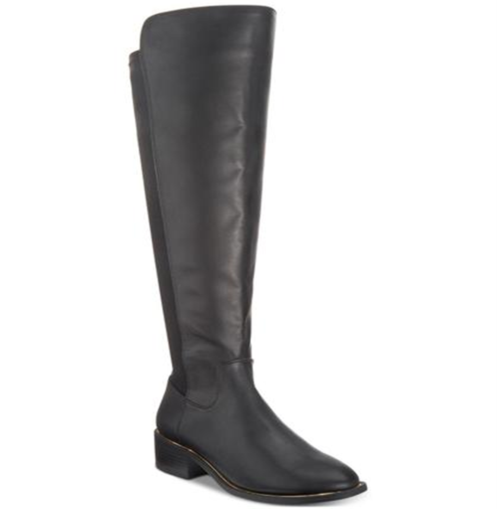 Material Girl Women's Darcell Leather Almond Toe Over Knee Fashion Boots Black Size 8 M