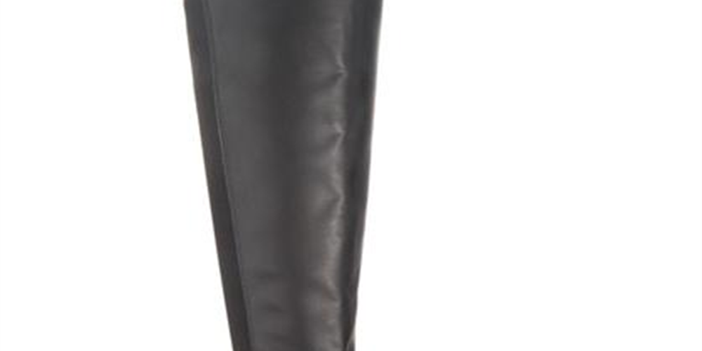 Material Girl Women's Darcell Leather Almond Toe Over Knee Fashion Boots Black Size 8 M