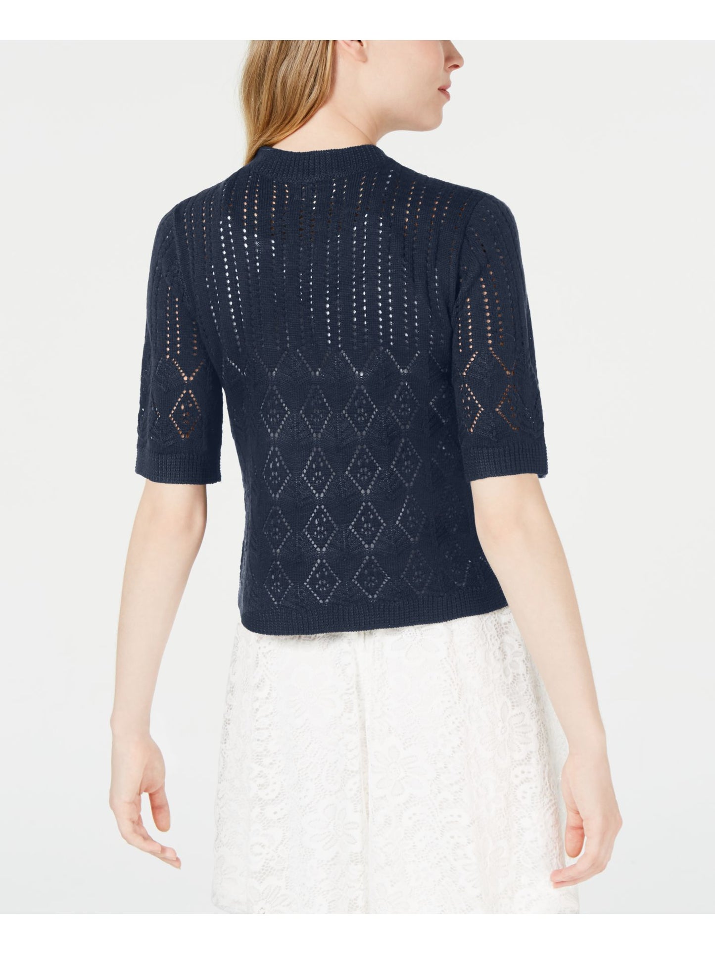 Robbie Bee Women's Pointelle Knit Shrug Blue Size Petite