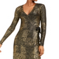 INC International Concepts Women's Mini Wrap Dress Gold Size X-Small