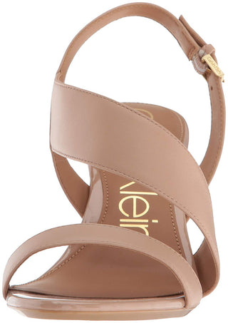 Calvin Klein Women's Lancy Nappa Open toe Ankle Strap Heel Casual Dress Shoe Brown Size 11 M