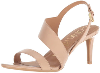 Calvin Klein Women's Lancy Nappa Open toe Ankle Strap Heel Casual Dress Shoe Brown Size 11 M